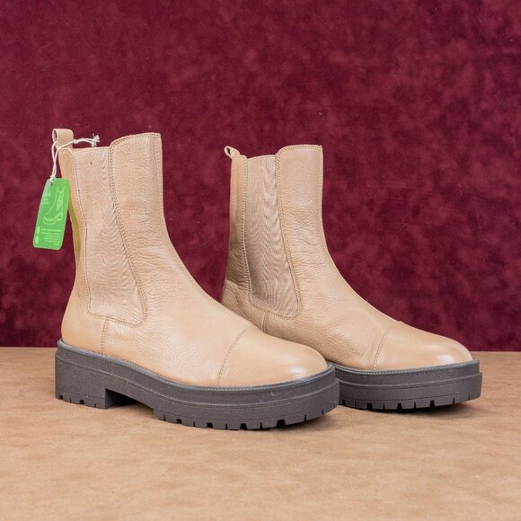 Sam Edelman Wmn Wellington Sesame Leather Festival Chelsea Platform Boots sz 10 - Picture 1 of 9